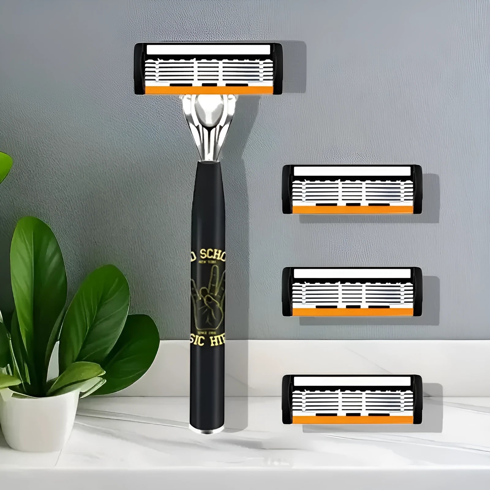 Black six-layer finger type handle manual shaver holder cutter head with multiple blade configuration options