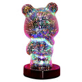 3D glass finger bear bedside lamp with multicoloured fireworks lighting effect