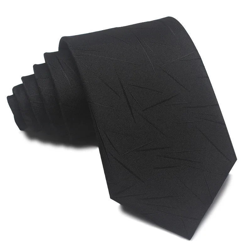 8cm wide polyester jacquard business tie with striped pattern in various colour options