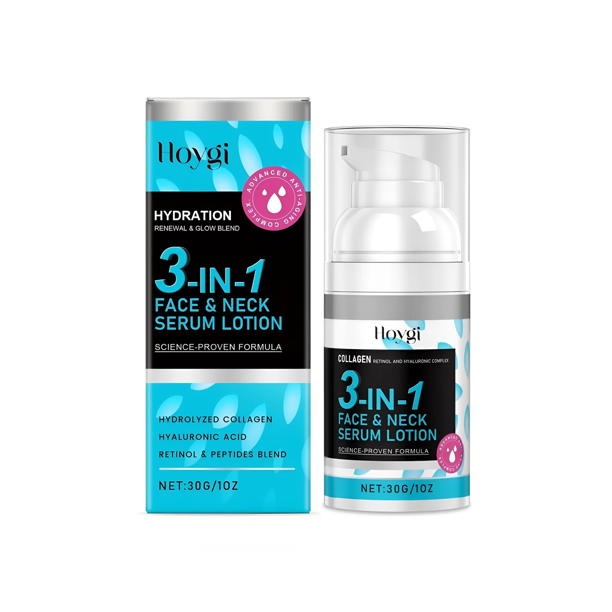 30g jar of 3-in-1 Face Neck Serum Lotion cream for face and neck skincare.