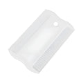 A double-sided plastic flea comb for pets with dense teeth, shown with its dimensions of 0.85 cm by 5 cm.