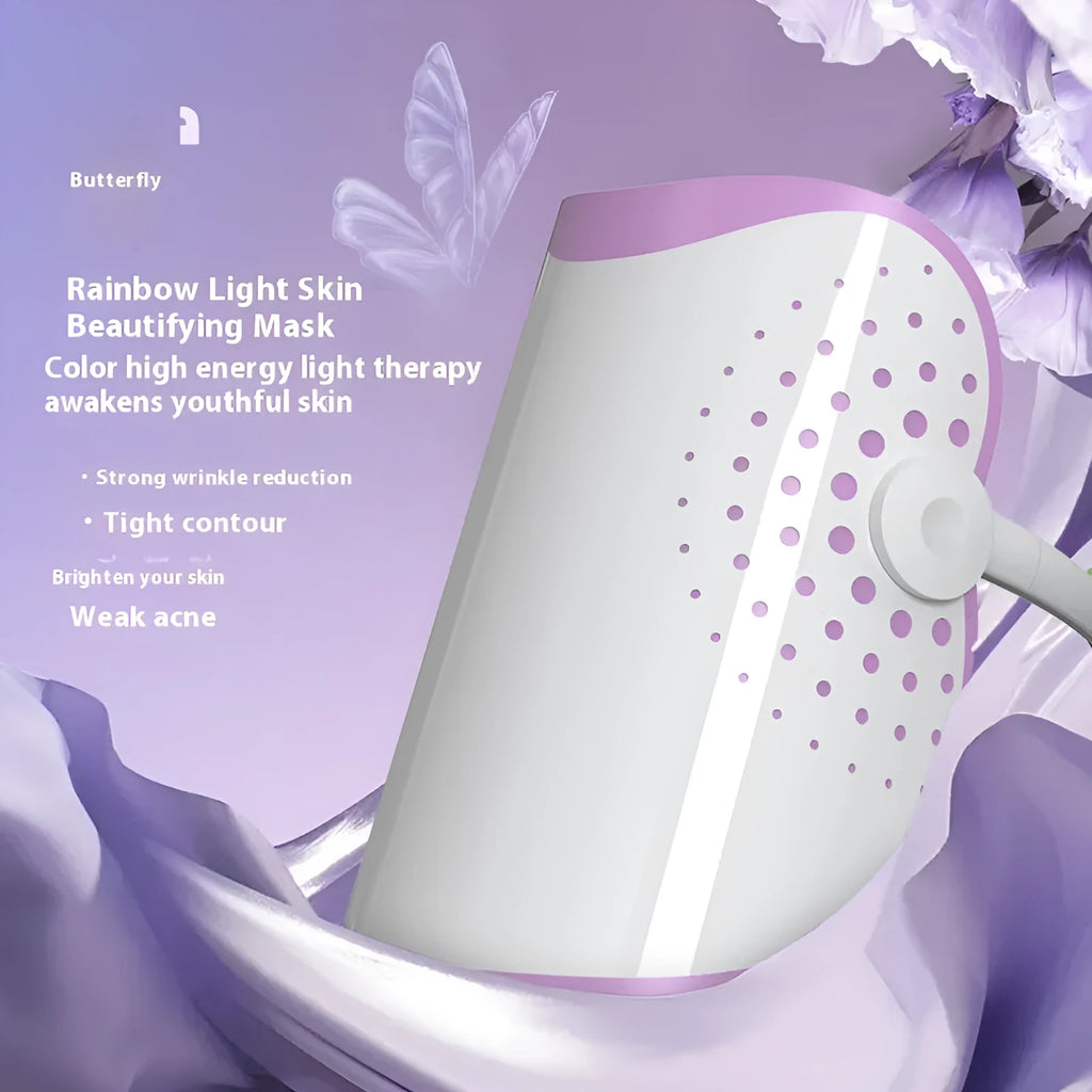 White and purple photon IPL beauty mask device for home colour light therapy