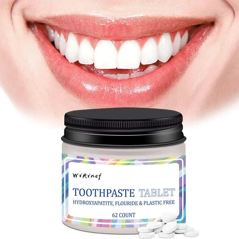 TP19 solid toothpaste tablets in a pack of 62 pieces for portable oral hygiene.