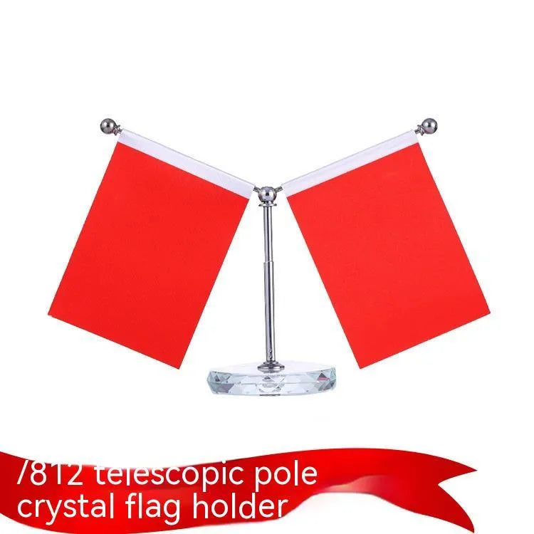 Telescopic rod car dashboard flag stand with adjustable height and multiple style options