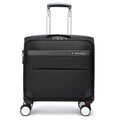 18 inch black Oxford cloth business travel suitcase with telescopic handle and universal wheels.
