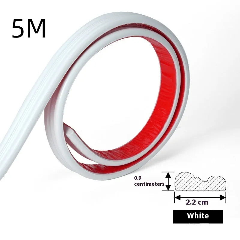 Flexible PVC background wall shaping frame with self-adhesive edge banding in white, gold, black, and silver colours.