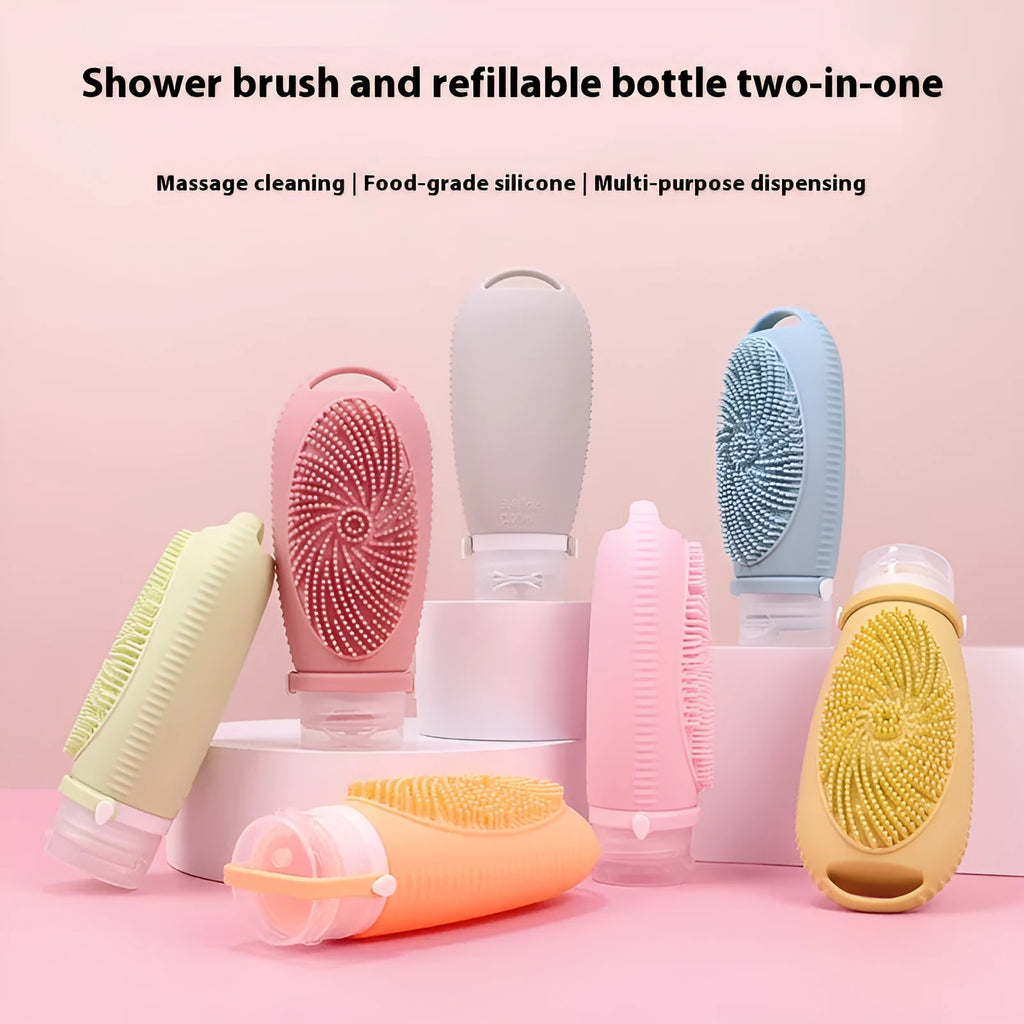 Silicone bath brush storage bottle in multiple colour options with 100ml capacity