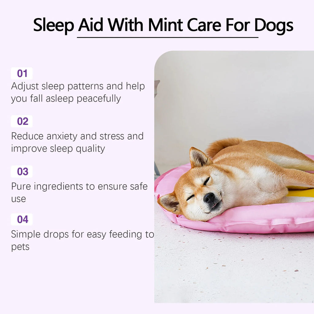 Dog sleep drops 60ml nursing aid bottle 3.3 x 12cm with mint extract