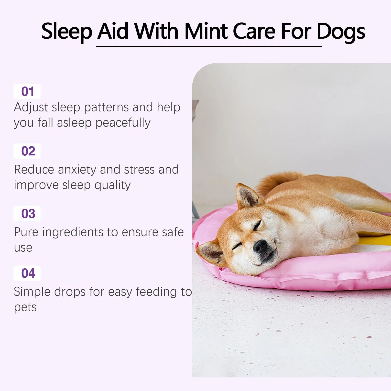 Dog sleep drops 60ml nursing aid bottle 3.3 x 12cm with mint extract