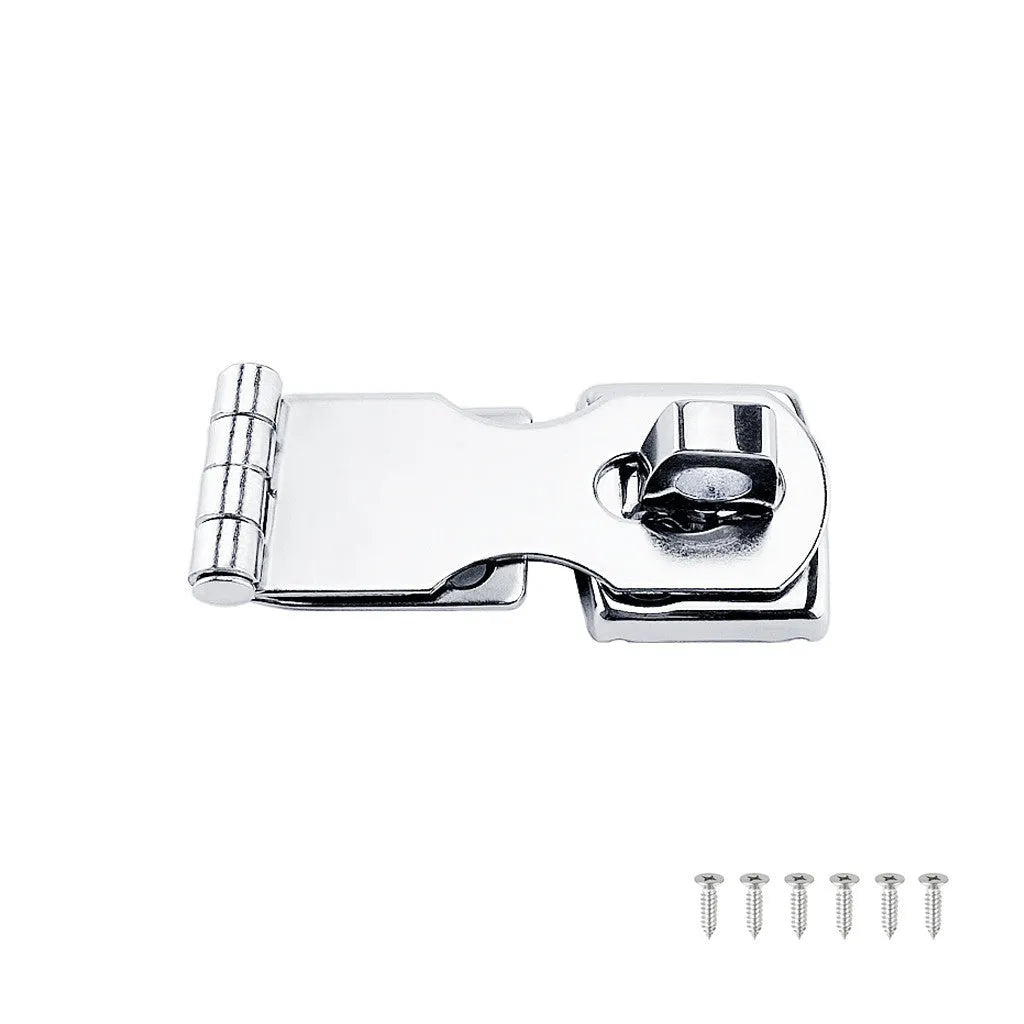 Silver marine-grade 304 stainless steel lock latch bolt with mirror finish for doors and cabinets