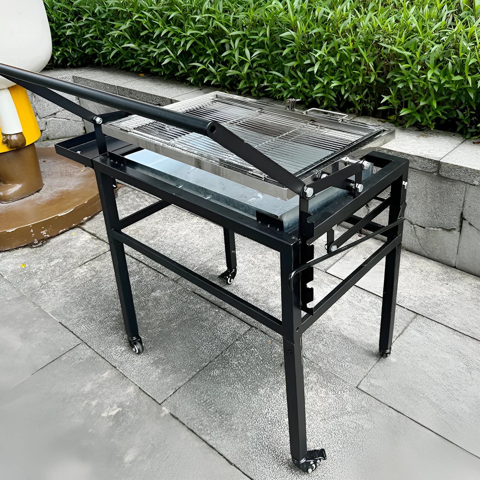 Large foldable charcoal BBQ stove with detachable grill for outdoor courtyard cooking
