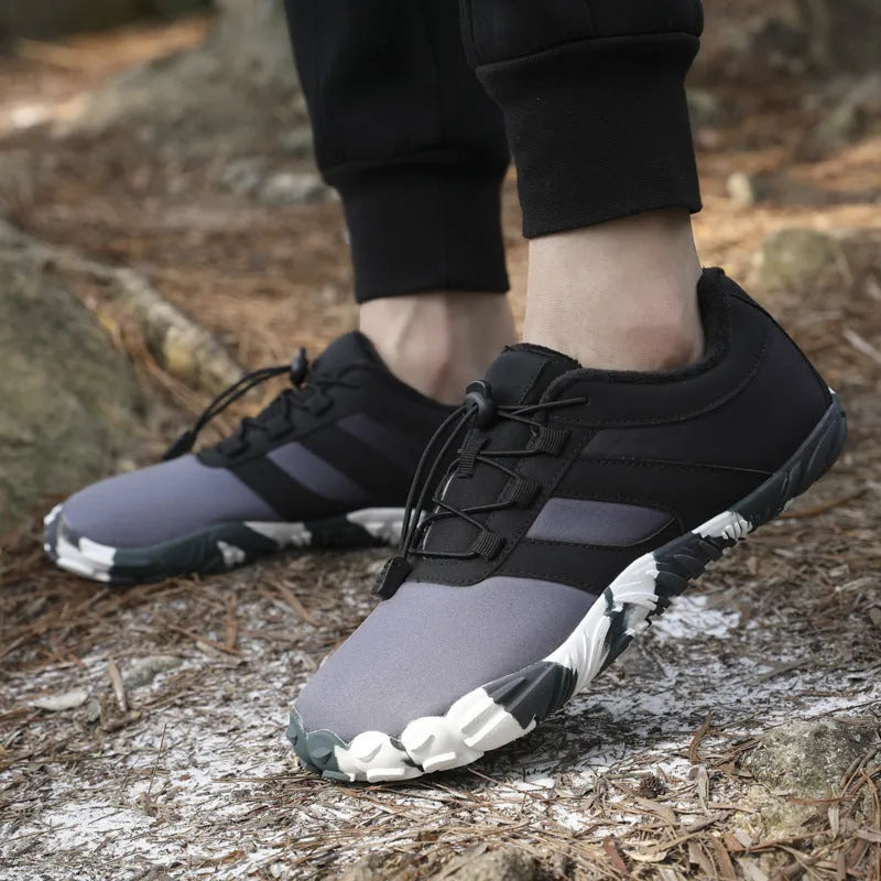 Couple cotton shoes winter fleece-lined thickened warm cotton boots slip-on rubber outsole black gray