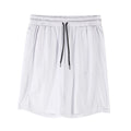 Men's black and white quick-dry mesh shorts with elastic waistband and loose fit