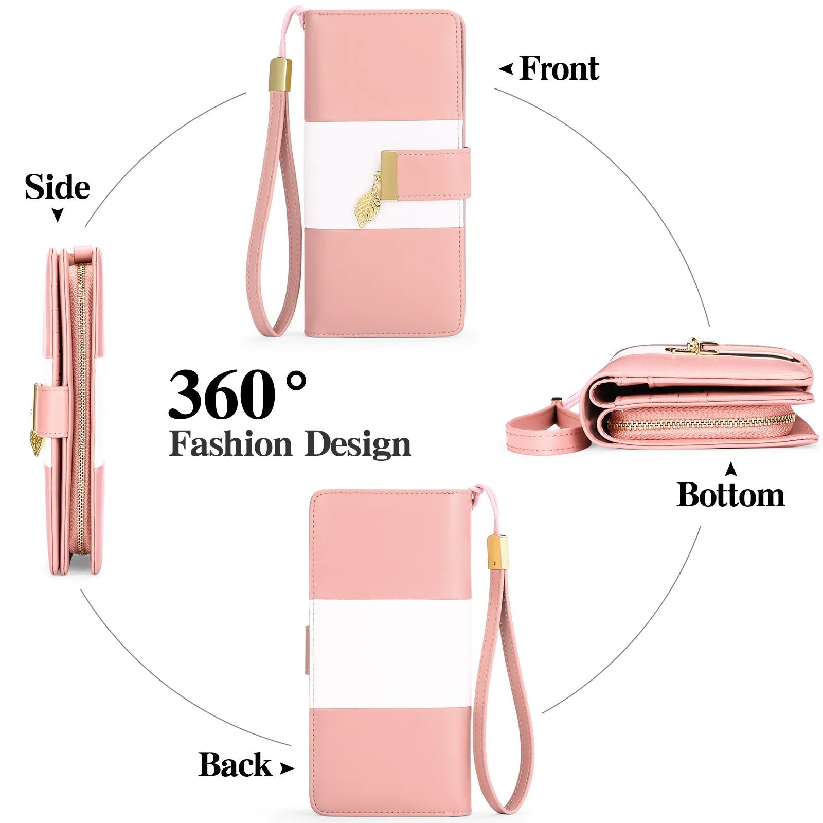 Anti theft clutch handbag with lock in midnight black PU leather showing interior organisation
