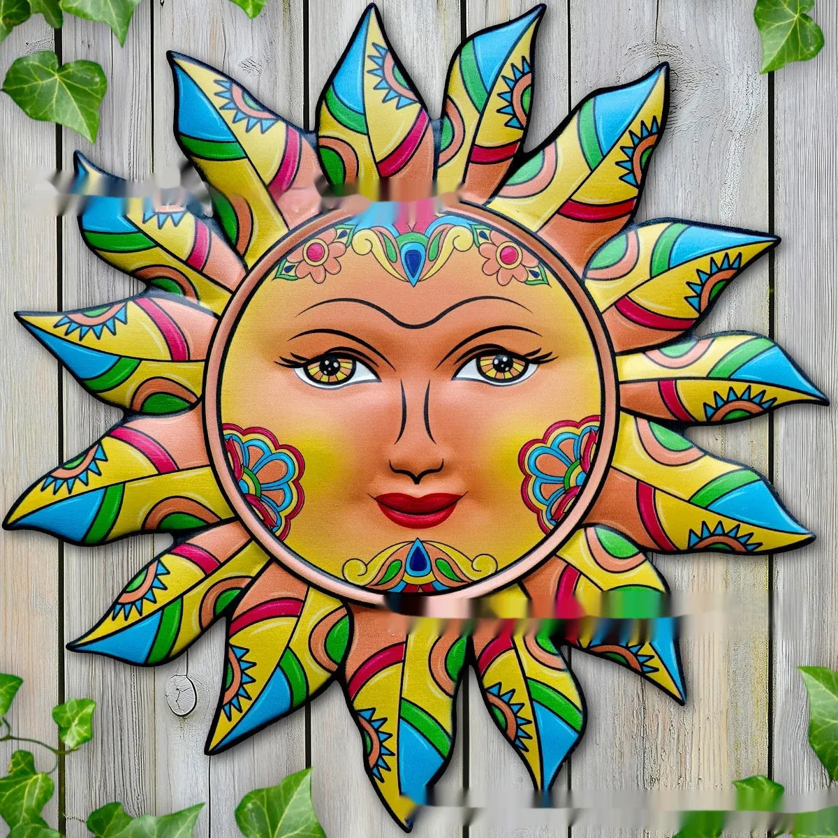 Iron sun face wall hanging with circular design and detailed metalwork for indoor decoration
