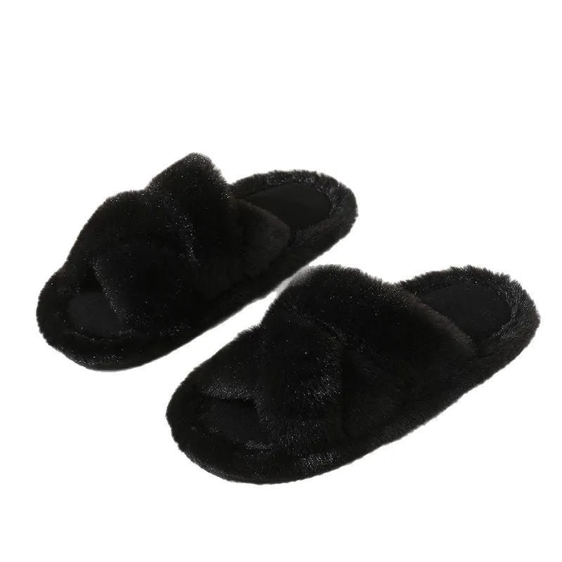 Suede slippers for men and women open-toe non-slip EVA sole indoor footwear