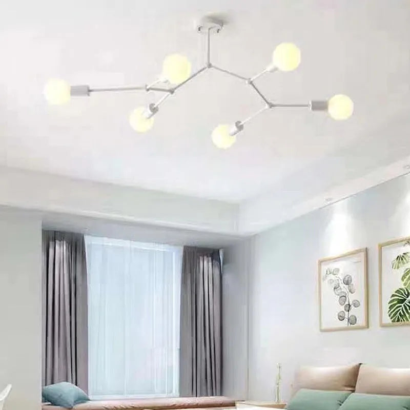 Iron chandelier ceiling lamp with Nordic design for bedroom or living room
