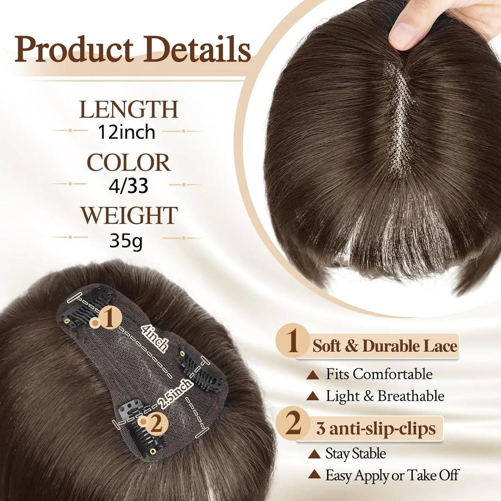 Women's hand-woven high temperature fibre wig natural lightweight breathable cover grey hair invisible cap