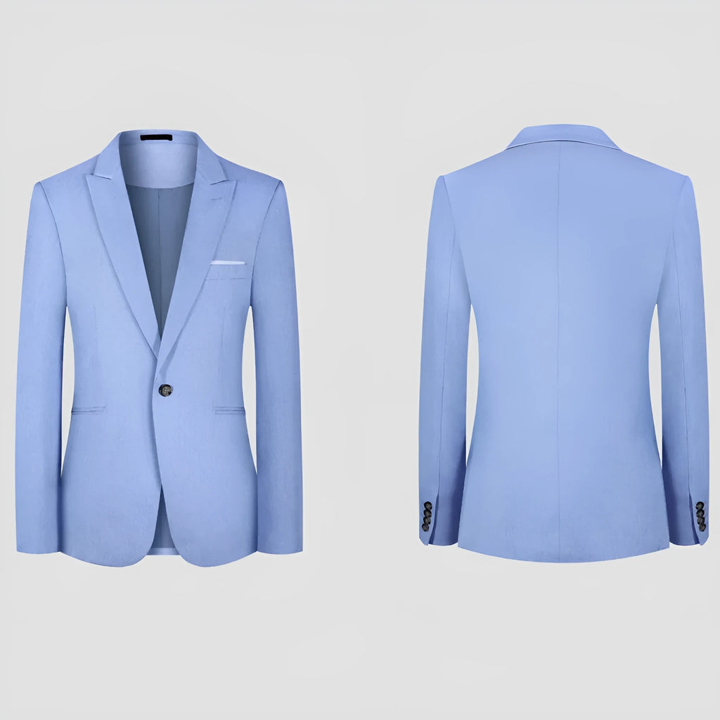 Men's western style casual suit jacket in pink and light blue options for spring and summer wear