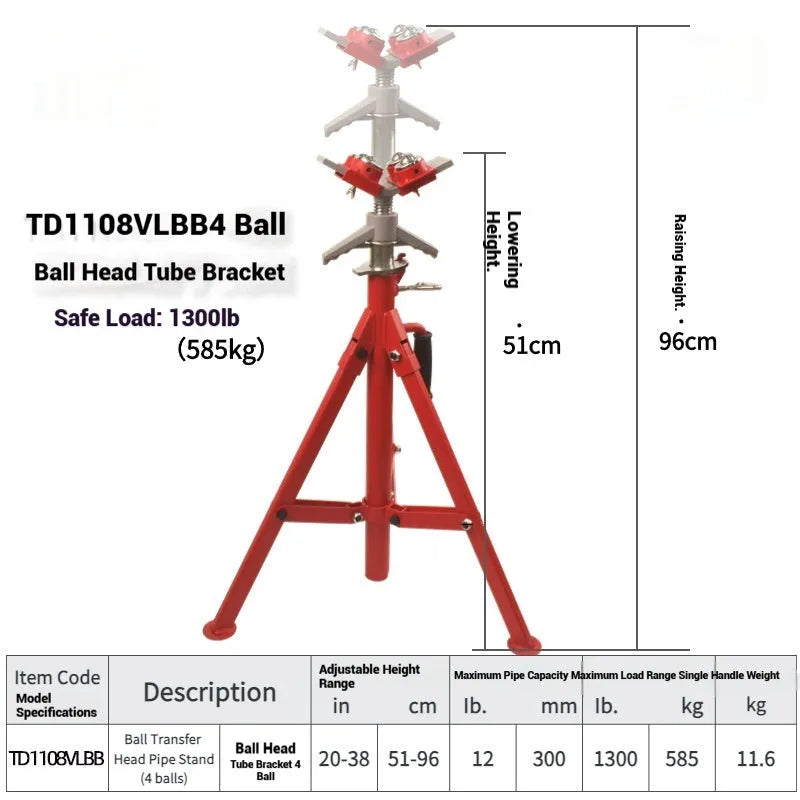 V-head pipe bracket with ball supports for steel pipe installation