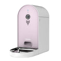Smart automatic pet feeder with smartphone app control and transparent food container.