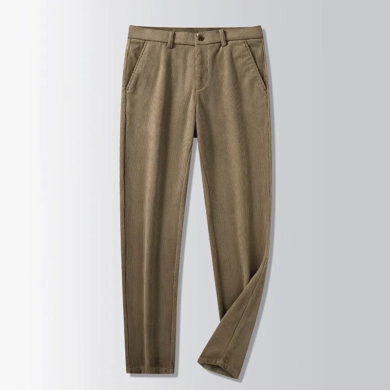 British retro striped trousers in chemical fibre blend with straight leg cut