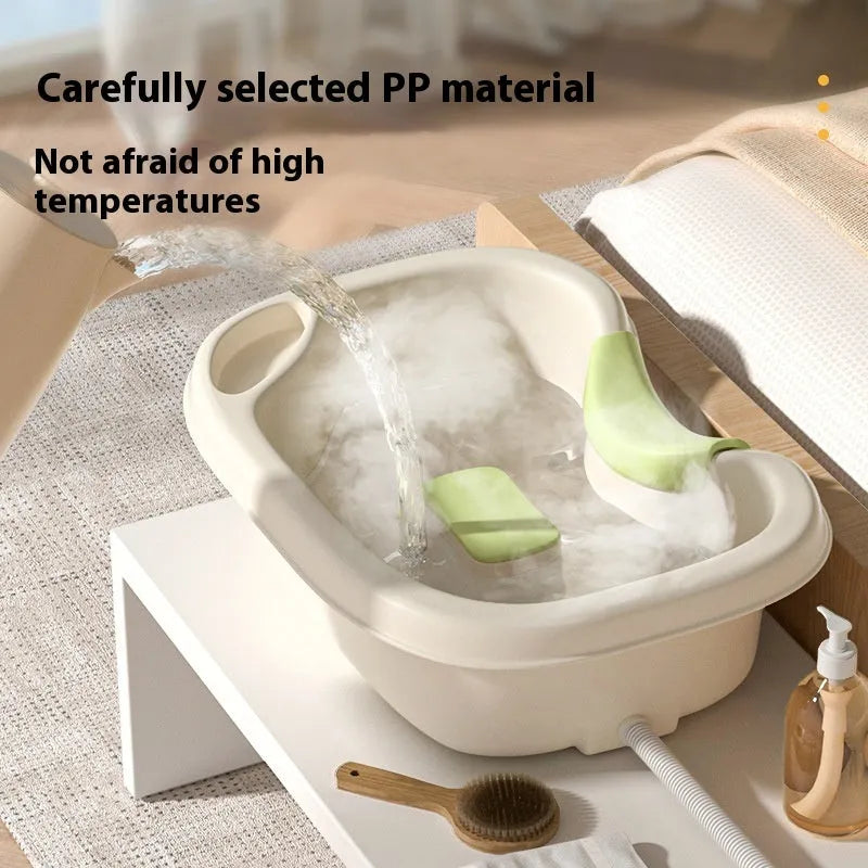 Light pink shampoo basin with circulating water pump and massage brush for bed hair washing