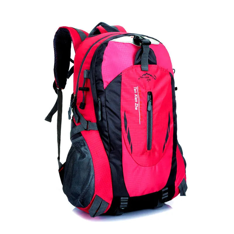 Large waterproof Oxford cloth travel backpack showing computer pocket and dual straps in multiple colour options