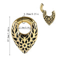 Stainless steel drop-shaped ear extender with round hanging egg and totem pattern detail.