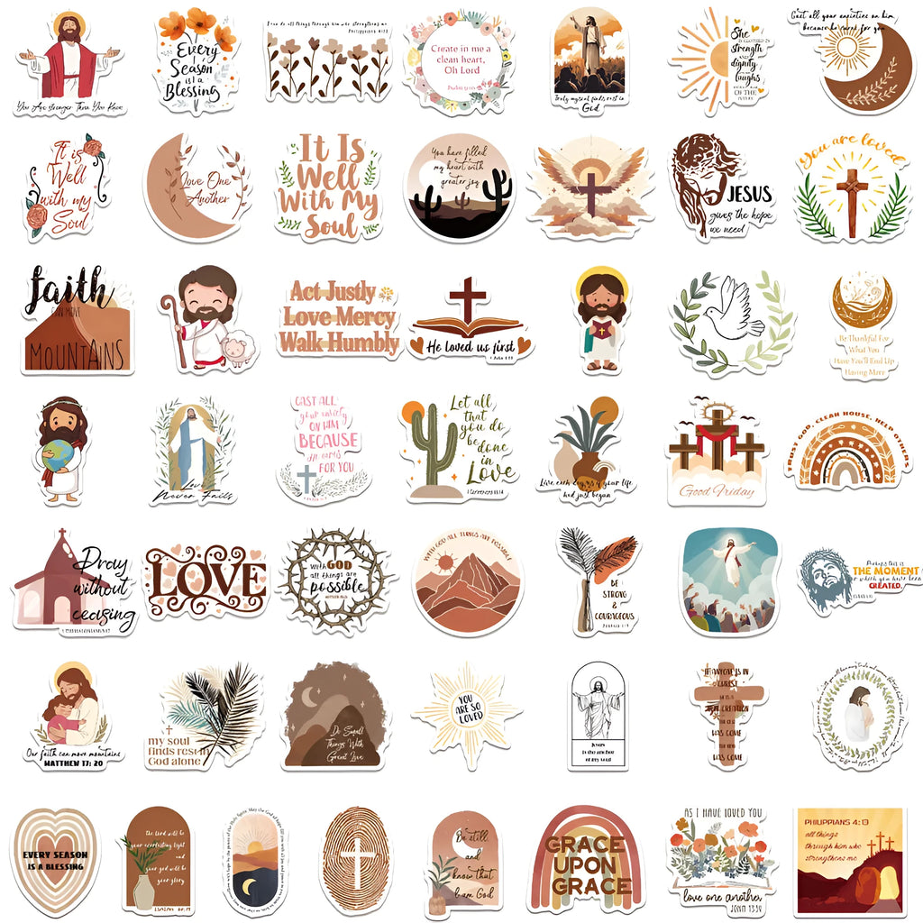 Pack of 50 assorted printed graffiti stickers with removable backing for personalising items.