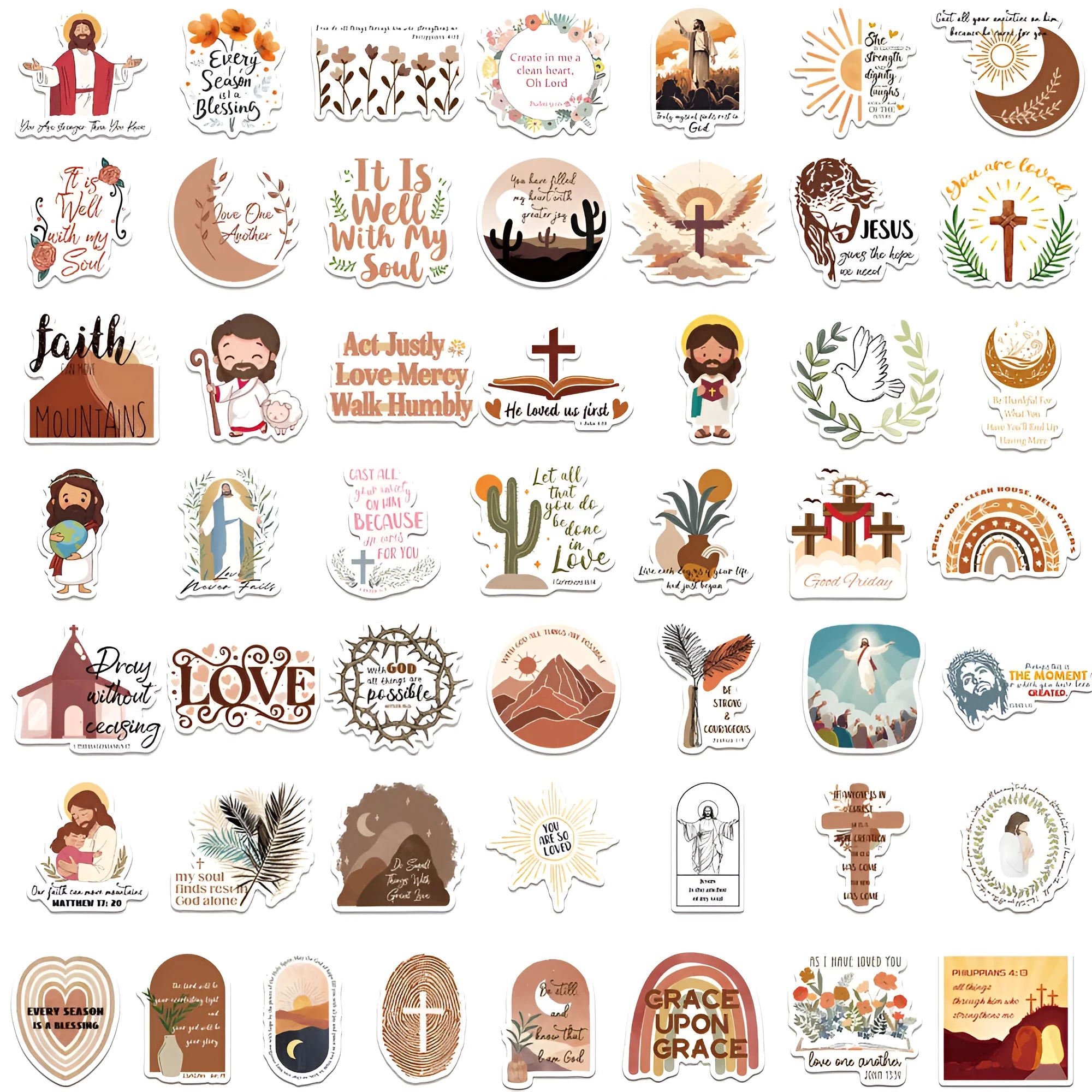 Pack of 50 assorted printed graffiti stickers with removable backing for personalising items.