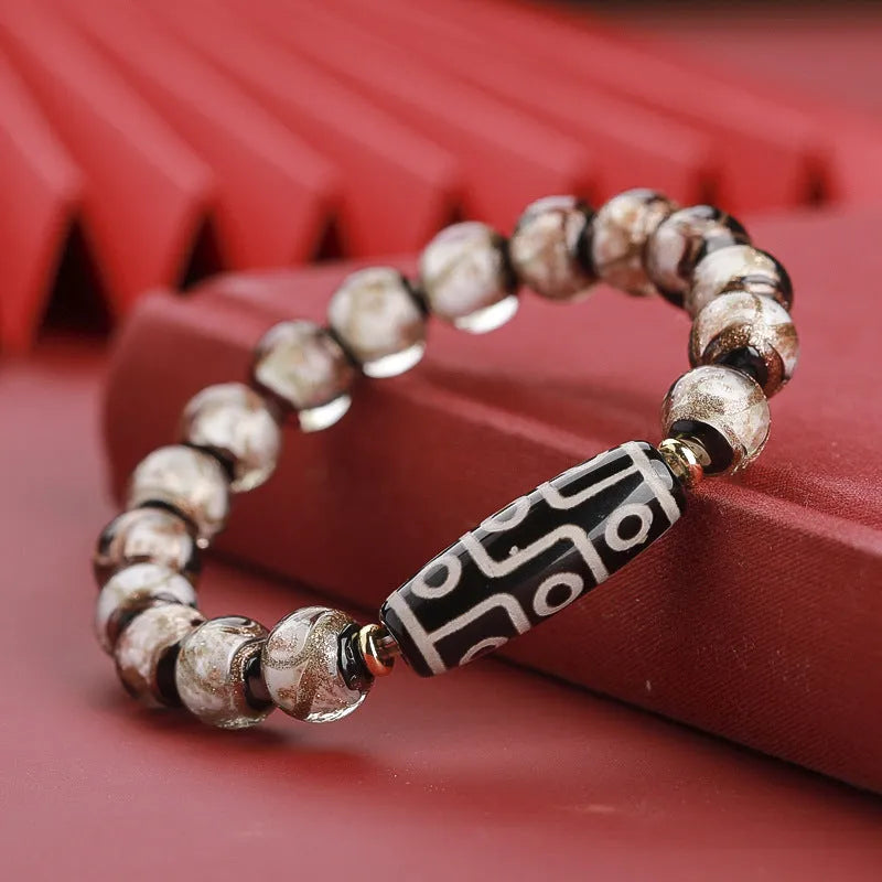 Coloured glaze Chinese style bracelet with snake beads, available in 10mm, 12mm, or 14mm sizes.