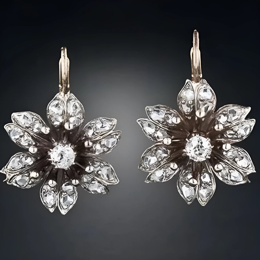 Women's retro fashion earrings with alloy construction and silver electroplated finish
