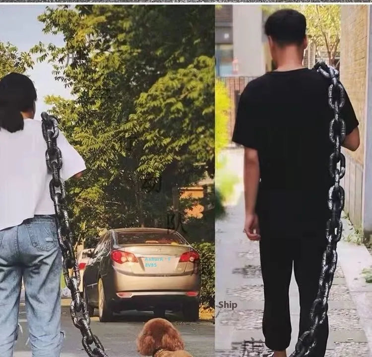 Simulation dog leash rope prop in antique silver, bronze, or black colour for video filming.