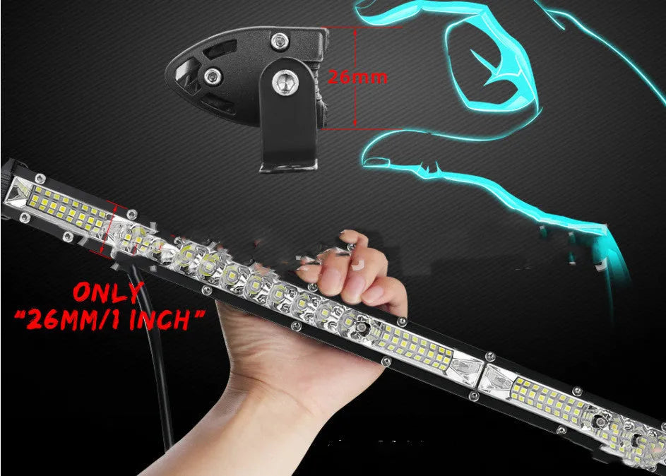 White aluminium alloy ultra-thin LED strip light for car roof or bumper in three length options.