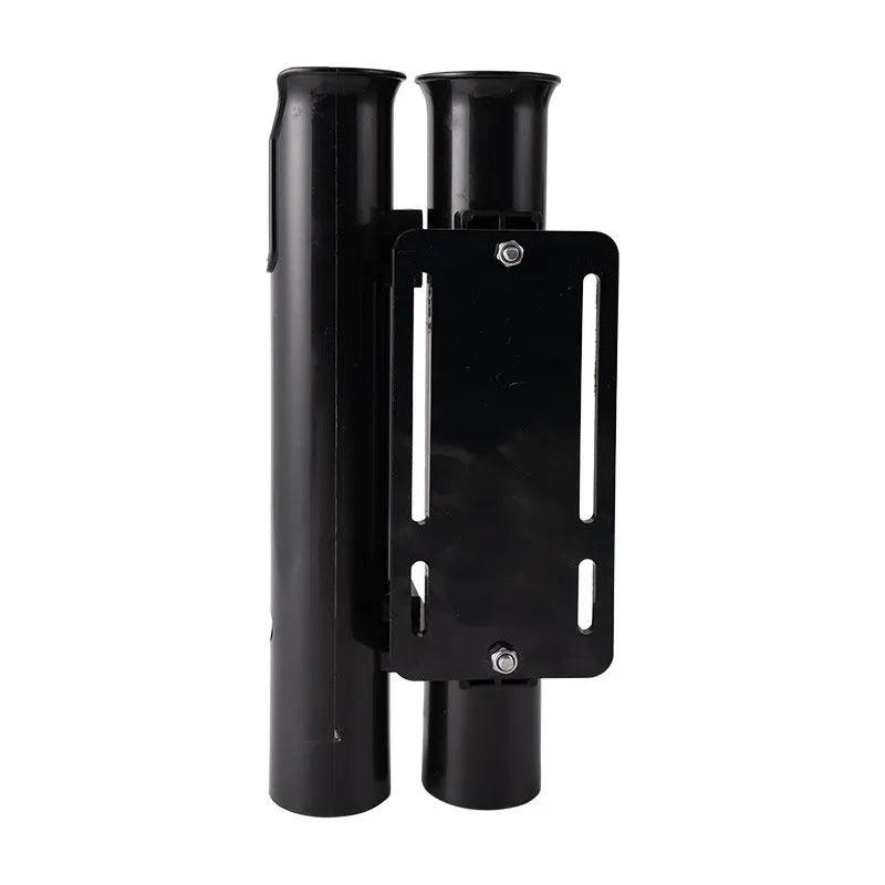Carbon fibre fishing rod rack with pipe clamp for motorcycle and bicycle attachment