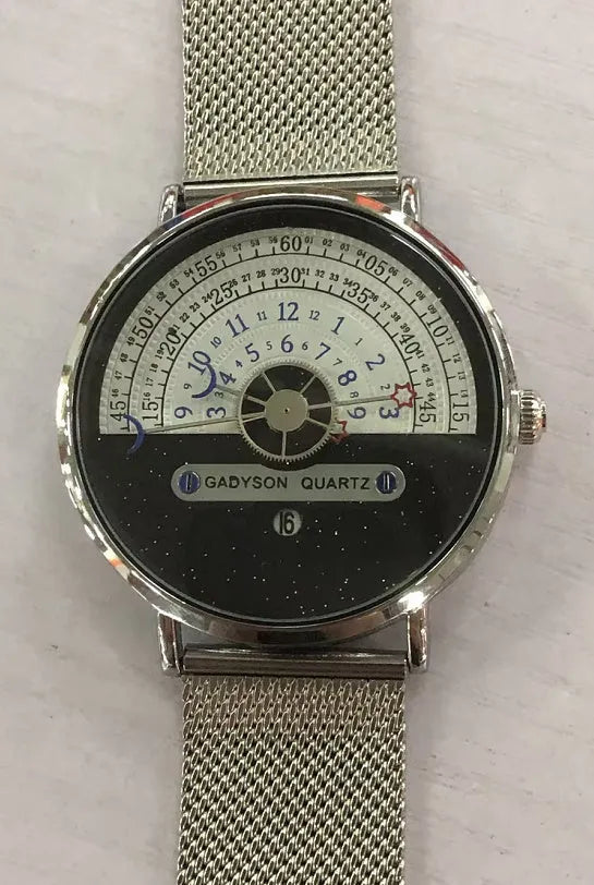 Men's M-1288 quartz sports watch with 40mm dial and alloy case in gold or silver colours