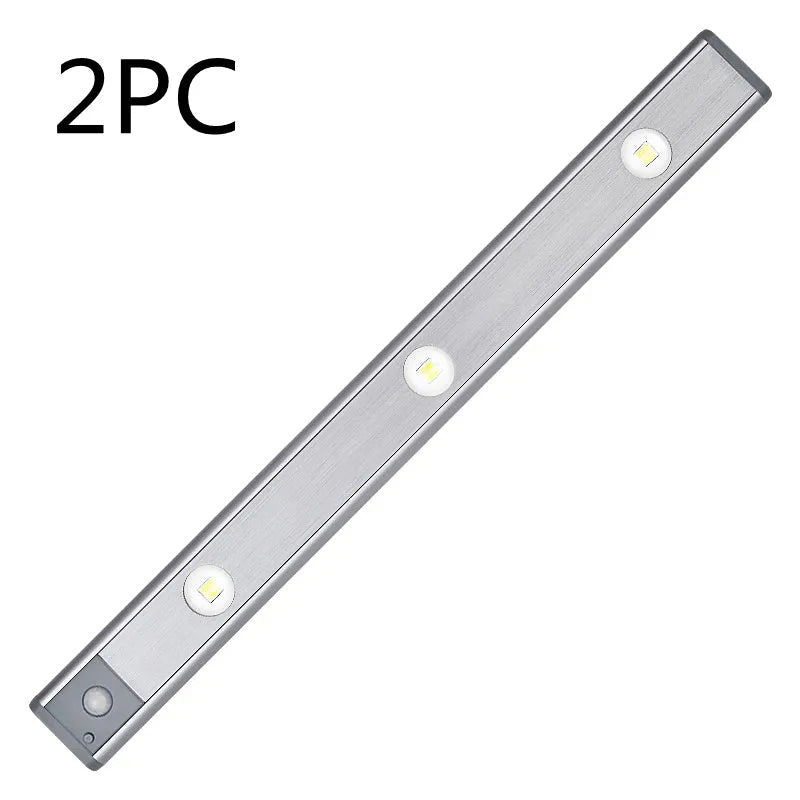 Rechargeable motion sensor lamp with aluminium body and magnetic mount for under-cabinet use, three colour temperature LED