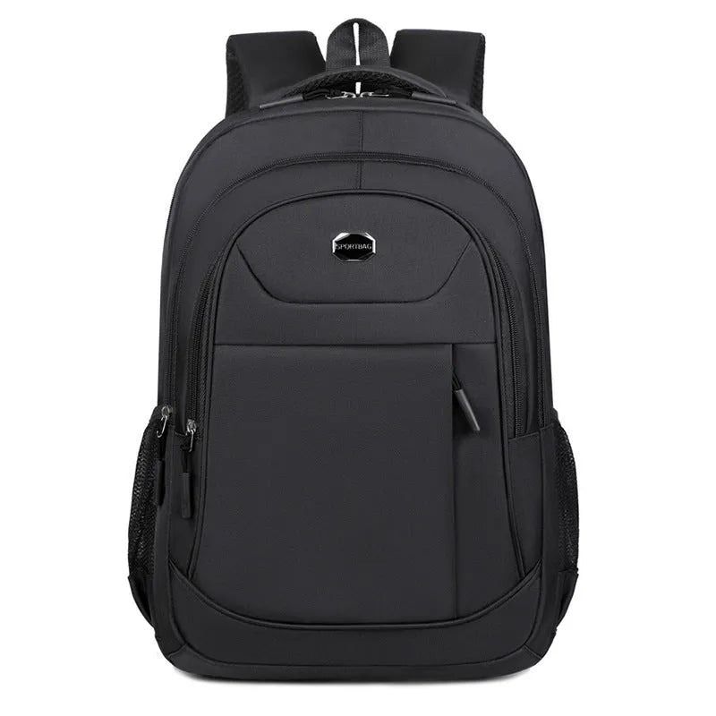 Oxford cloth business backpack with curved shoulder straps in black, blue, green, or red colour options