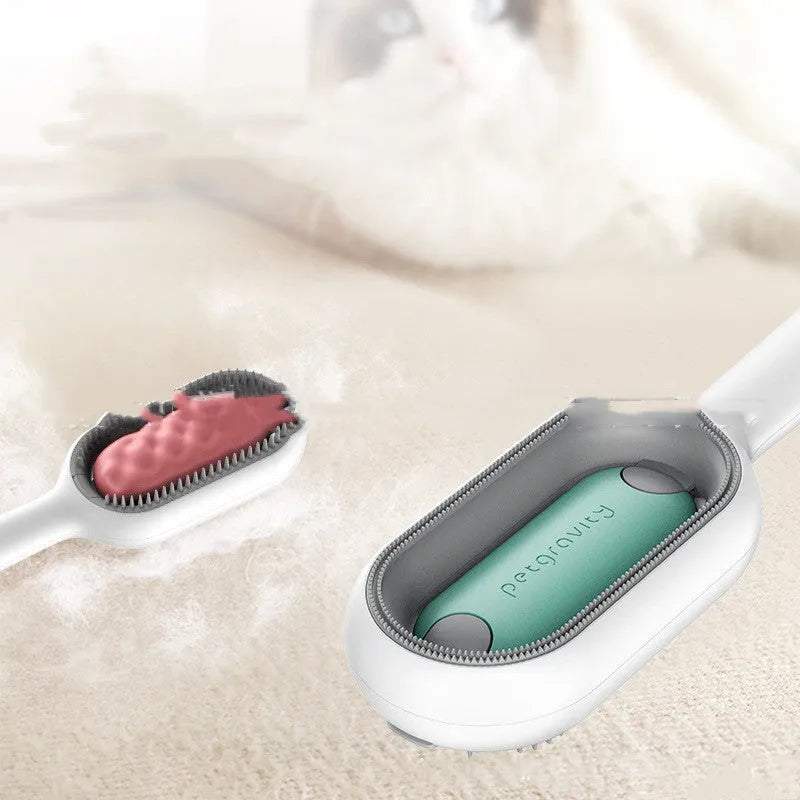 Green plastic hair removal comb for cats and dogs with disposable wipes sticker, 19cm length