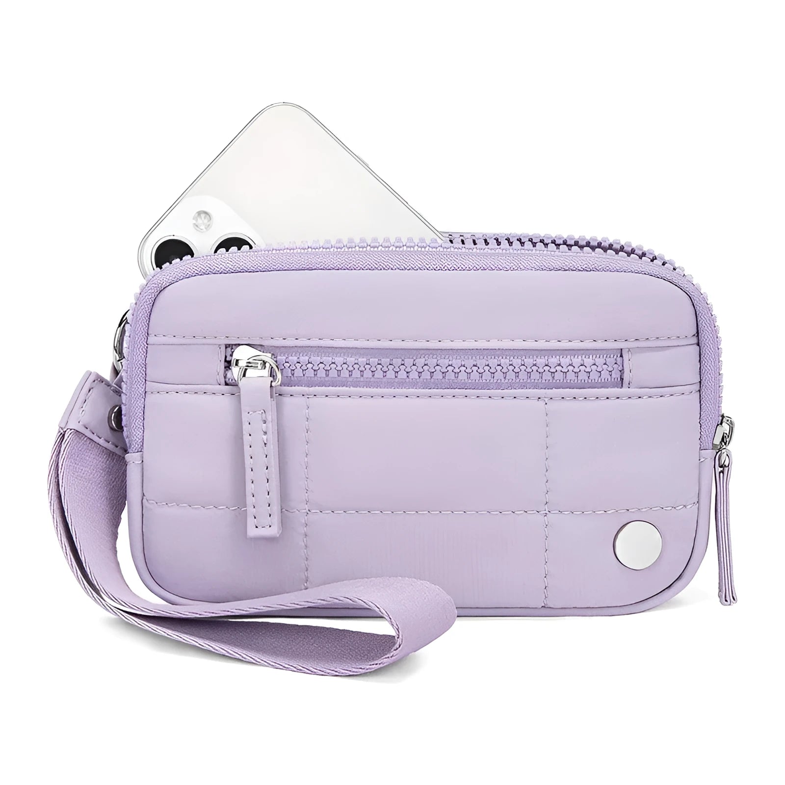 Waterproof quilted handbag with transparent deck section in nylon material