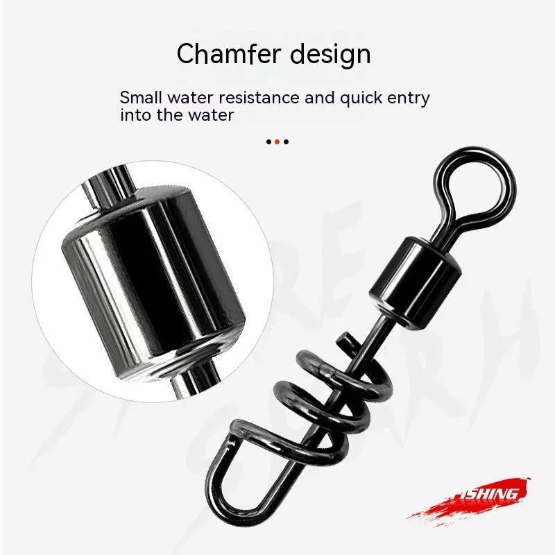Copper or stainless steel fishing swivel connector, 8-shaped split ring in seven colour-coded sizes.