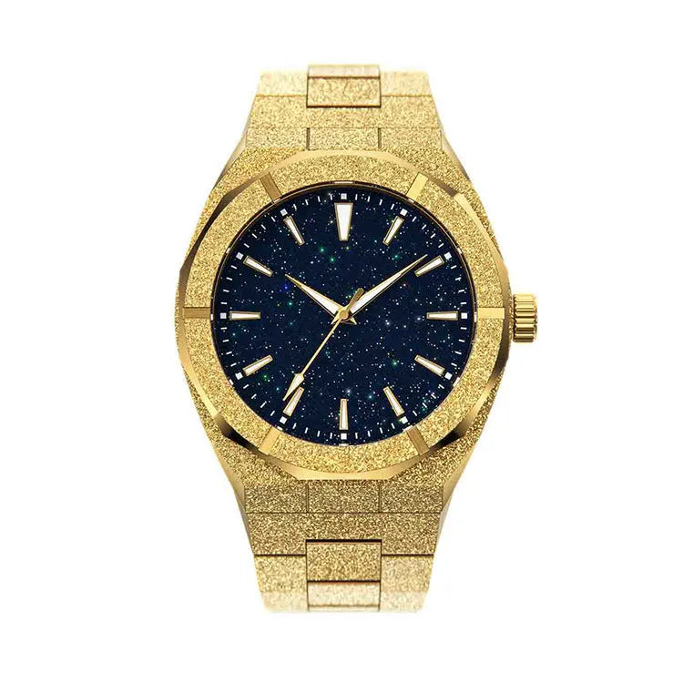 Men's stainless steel business watch with 42mm case and butterfly buckle in four colour options