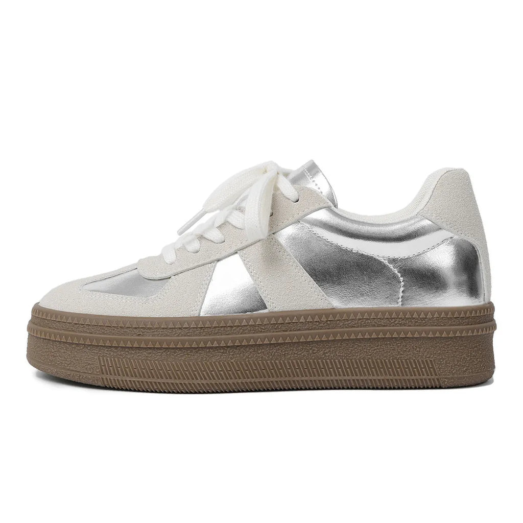 Retro round toe casual board shoes with cross shoulder straps in matte milky white