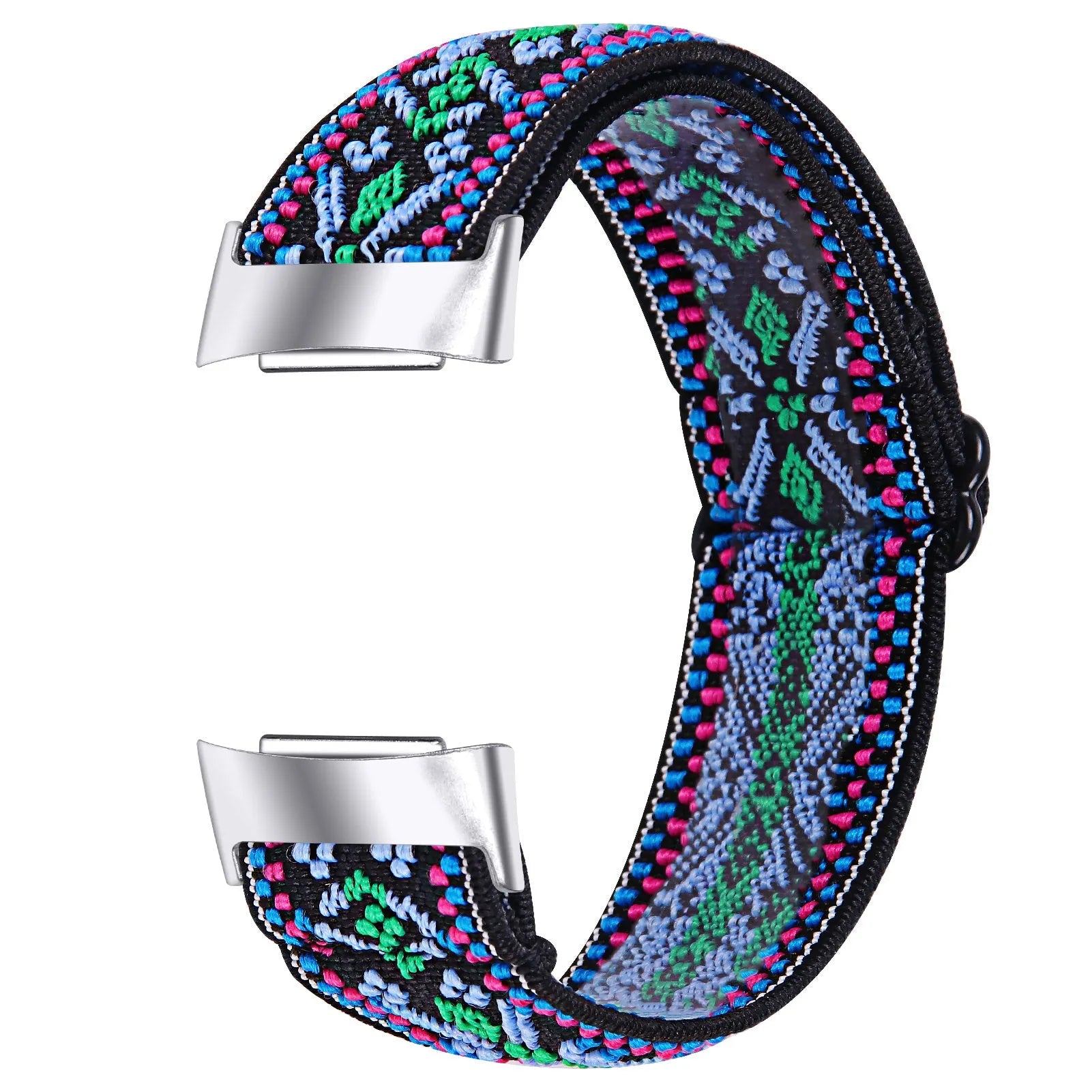 Printed elastic replacement strap for Fitbit Charge 6 watch in adjustable design with colourful patterns