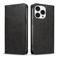 Faux leather magnetic flip phone case in brown with built-in bracket, compatible with iPhone