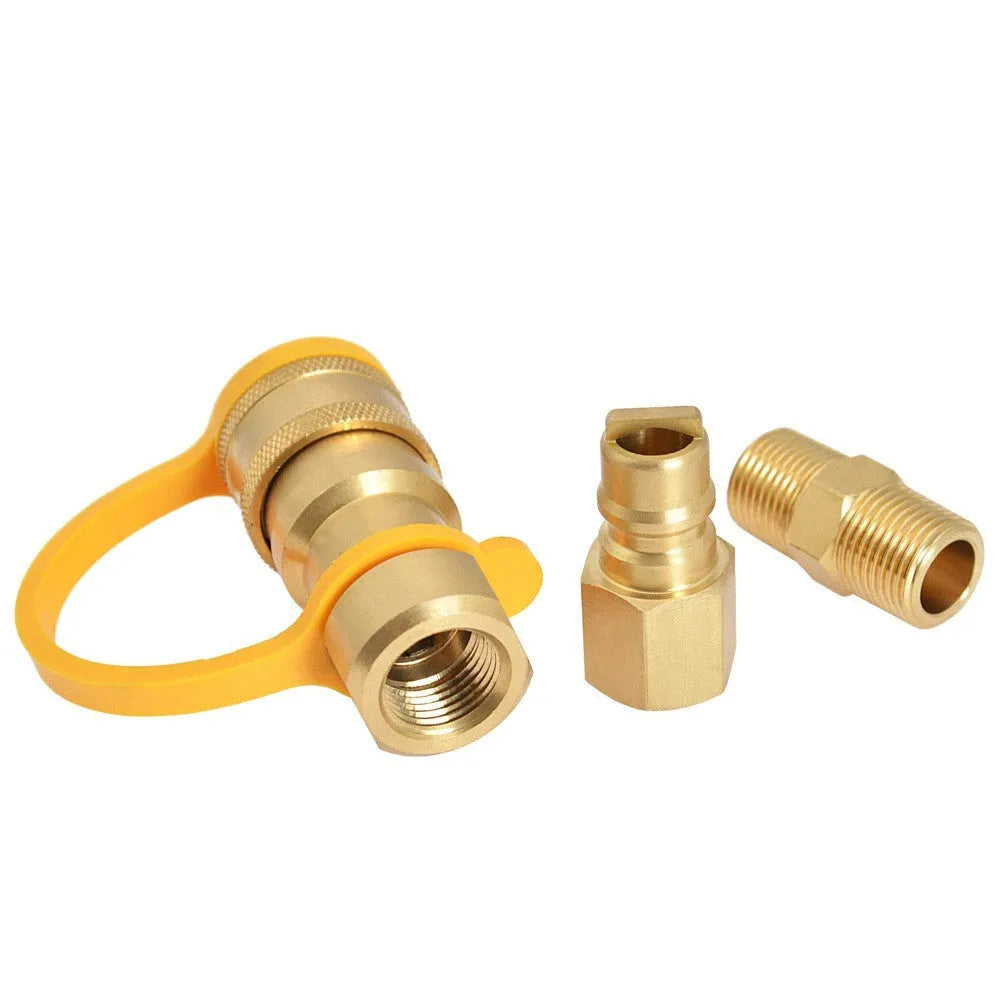 Gold brass 3/8 gas propane tank conversion charging connector with American Standard thread