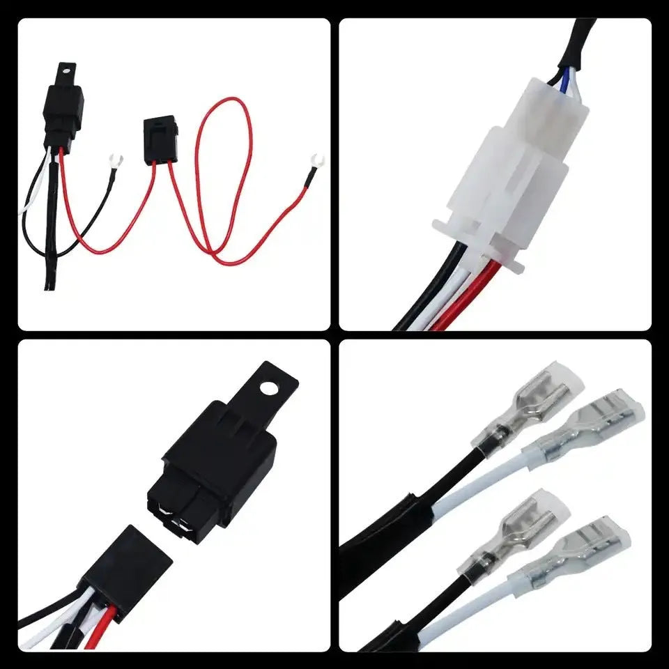 LED work light wiring harness with 2 metre silicone cable and double-headed reverse connectors
