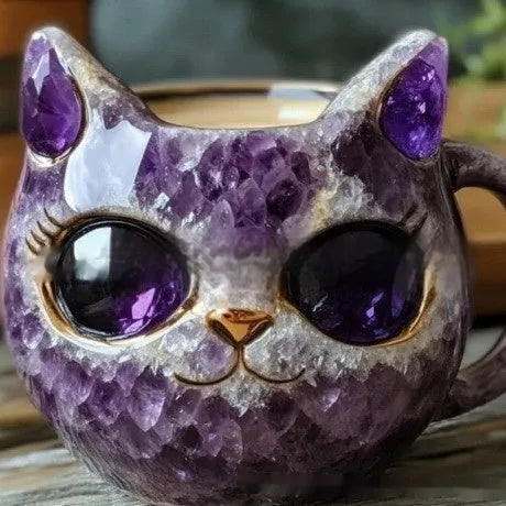 Synthetic resin geode mug decorative craft in purple, blue, green or pink colour options