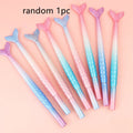 Mermaid cartoon design ballpoint pen with 0.38mm metal tip and plastic shell.